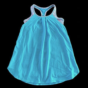 Lululemon Ivivva Girls Size 10 Double Layer Tank Top Bra Activewear Turquoise